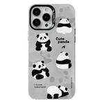 For iPhone 15 Pro Electroplated Silver Series PC Protective Phone Case(Grey Panda)