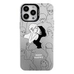For iPhone 15 Pro Electroplated Silver Series PC Protective Phone Case(Lovers)