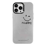 For iPhone 15 Pro Max Electroplated Silver Series PC Protective Phone Case(Simple Smiley Face)