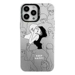 For iPhone 15 Pro Max Electroplated Silver Series PC Protective Phone Case(Lovers)
