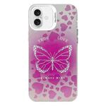 For iPhone 16 Plus Electroplated Silver Series PC Protective Phone Case(Pink Butterfly)