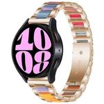 For Samsung Galaxy Watch 6 / 6 Classic Three Bead Resin Metal Watch Band(Rose Gold Rainbow)