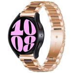 For Samsung Galaxy Watch 6 / 6 Classic Three Bead Resin Metal Watch Band(Rose Gold Brown)