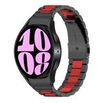 For Samsung Galaxy Watch 6 / 6 Classic Three Bead Stainless Steel Watch Band(Black Red)