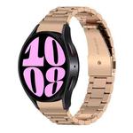 For Samsung Galaxy Watch 6 / 6 Classic Three Bead Stainless Steel Watch Band(Rose Gold)