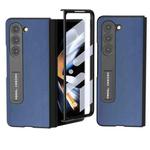 For Samsung Galaxy Z Fold5 Integrated Genuine Leather Xiaoya Series Phone Case with Holder(Blue)