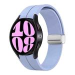 For Samsung Galaxy Watch 6 / 6 Classic Magnetic Folding Silver Buckle Silicone Watch Band, Size:Large Size(Light Purple)