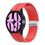 For Samsung Galaxy Watch 6 / 6 Classic Magnetic Folding Silver Buckle Silicone Watch Band, Size:Small Size(Red)