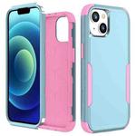 For iPhone 15 Commuter Shockproof TPU + PC Phone Case(Grey Green+Pink)