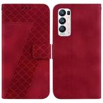 For OPPO Find X3 Neo/Reno5 Pro+ 5G 7-shaped Embossed Leather Phone Case(Red)