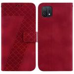 For OPPO A16K 7-shaped Embossed Leather Phone Case(Red)