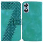 For OPPO A17/A17K Seven-shaped Embossed Leather Phone Case(Green)