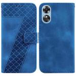 For OPPO A17/A17K Seven-shaped Embossed Leather Phone Case(Blue)