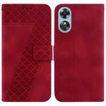 For OPPO A17/A17K 7-shaped Embossed Leather Phone Case(Red)