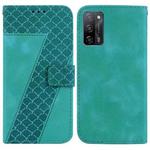 For OPPO A55 5G/A53s 5G/A54 4G/A16 7-shaped Embossed Leather Phone Case(Green)