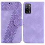 For OPPO A55 5G/A53s 5G/A54 4G/A16 7-shaped Embossed Leather Phone Case(Purple)