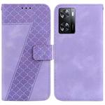For OPPO A57 5G/A57s 4G Global/A57 4G/K10 5G 7-shaped Embossed Leather Phone Case(Purple)