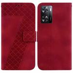 For OPPO A57 5G/A57s 4G Global/A57 4G/K10 5G 7-shaped Embossed Leather Phone Case(Red)