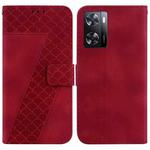 For OPPO A57 4G/5G / A57s 4G Global 7-shaped Embossed Leather Phone Case(Red)