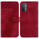 For OPPO A74 5G/A93 5G/A54 5G 7-shaped Embossed Leather Phone Case(Red)