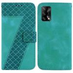 For OPPO A74 4G/F19 4G 7-shaped Embossed Leather Phone Case(Green)