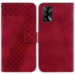 For OPPO A74 4G/F19 4G 7-shaped Embossed Leather Phone Case(Red)