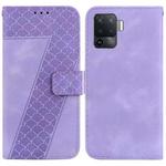 For OPPO A94 4G/F19 Pro/Reno5 F 7-shaped Embossed Leather Phone Case(Purple)