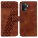 For OPPO A94 4G/F19 Pro/Reno5 F 7-shaped Embossed Leather Phone Case(Brown)