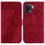 For OPPO A94 4G/F19 Pro/Reno5 F Seven-shaped Embossed Leather Phone Case(Red)