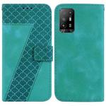 For OPPO A94 5G/F19 Pro+ 5G/Reno5 Z Seven-shaped Embossed Leather Phone Case(Green)