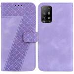 For OPPO A94 5G/F19 Pro+ 5G/Reno5 Z 7-shaped Embossed Leather Phone Case(Purple)
