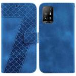 For OPPO A94 5G/F19 Pro+ 5G/Reno5 Z Seven-shaped Embossed Leather Phone Case(Blue)