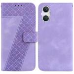 For OPPO A96 5G/Reno7 Z 5G 7-shaped Embossed Leather Phone Case(Purple)