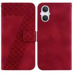 For OPPO A96 5G/Reno7 Z 5G 7-shaped Embossed Leather Phone Case(Red)