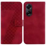 For OPPO A98 5G/F23 5G India Version Seven-shaped Embossed Leather Phone Case(Red)