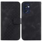 For OPPO Reno7 5G Global / Taiwan Seven-shaped Embossed Leather Phone Case(Black)