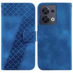 For OPPO Reno8 5G 7-shaped Embossed Leather Phone Case(Blue)