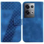For OPPO Reno8 Pro 5G 7-shaped Embossed Leather Phone Case(Blue)