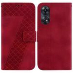 For OPPO Reno8 T 4G 7-shaped Embossed Leather Phone Case(Red)