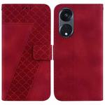 For OPPO Reno8 T 5G/A1 Pro 5G Seven-shaped Embossed Leather Phone Case(Red)