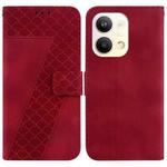 For OPPO Reno9 Pro 7-shaped Embossed Leather Phone Case(Red)