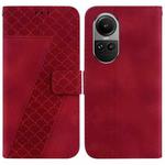 For OPPO Reno10 5G / Reno10 Pro Global 7-shaped Embossed Leather Phone Case(Red)