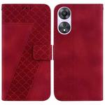 For OPPO A58 4G 7-shaped Embossed Leather Phone Case(Red)