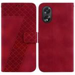 For OPPO A38 4G / A18 7-shaped Embossed Leather Phone Case(Red)