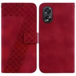 For OPPO A38 4G / A18 Seven-shaped Embossed Leather Phone Case(Red)