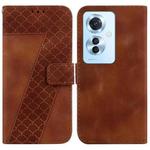 For OPPO Reno11 F Global Seven-shaped Embossed Leather Phone Case(Brown)