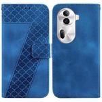 For OPPO Reno 11 Pro 5G Global Seven-shaped Embossed Leather Phone Case(Blue)