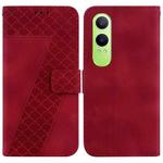 For OPPO K12x 7-shaped Embossed Leather Phone Case(Red)