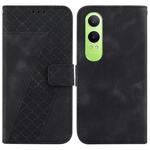 For OPPO K12x Seven-shaped Embossed Leather Phone Case(Black)