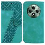 For OPPO Reno12 F 5G Seven-shaped Embossed Leather Phone Case(Green)